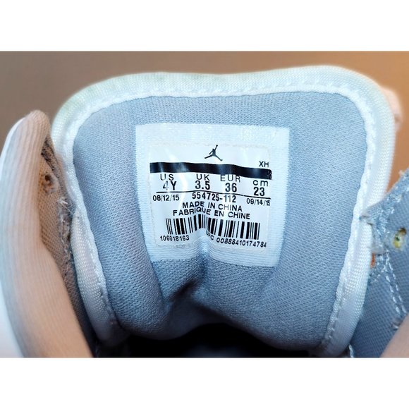 Nike Air Jordan 1 Mid Top Sneakers '15 White Wolf Grey Great Condition 4Y W5.5 - Picture 11 of 11